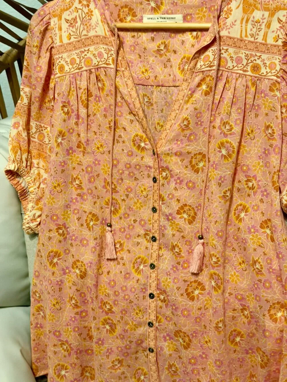 SOLD!! Spell & The Gypsy Sundown Blouse Apricot Medium